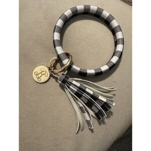 Buffalo‎ Check Keychain With tassel And "B" Initial Black & White Checked Plaid